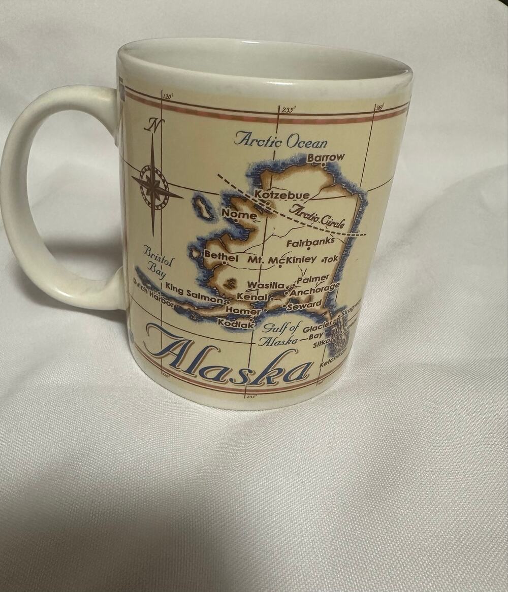 Artic Ocean Alaska Map white and beige coffee  mug